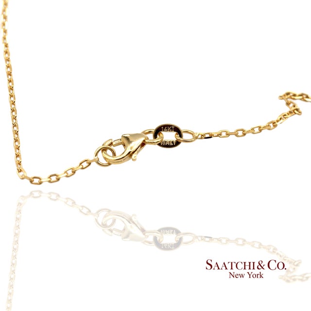 Metal 14k(585) Yellow Gold Natural Diamond Butterfly Pendant Necklace With Chain For Sale - Image 7 of 12