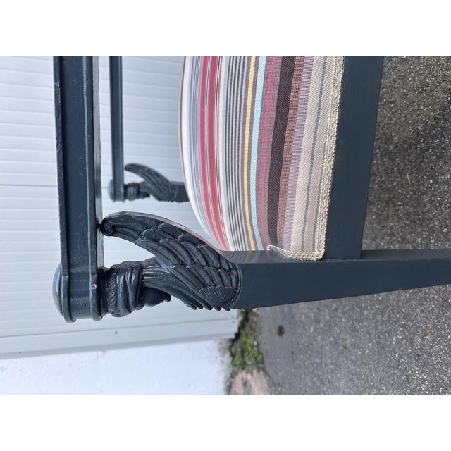 Gray Armchair in Gray Lacquered Wood and Striped Rubelli Fabric For Sale - Image 8 of 11