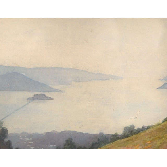 Overlooking the Bay, Mid-Century Coastal Landscape Watercolor For Sale In Monterey, CA - Image 6 of 8