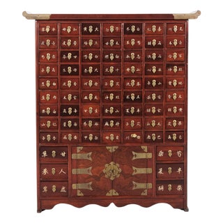 Antique Apothecary Cabinet with Drawers in Dark Wood, 1890s For Sale