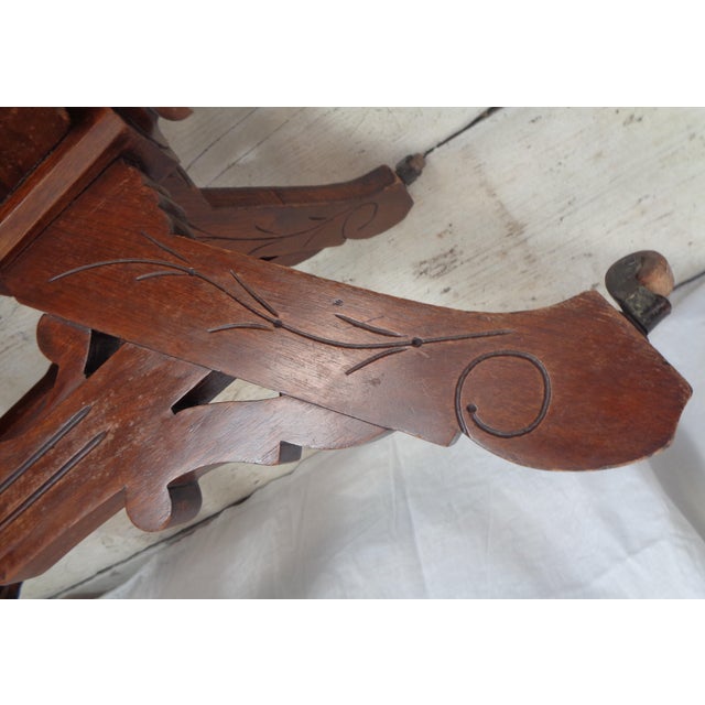Walnut Table with Marble Top and Wheels from Eastlake, Late 19th Century For Sale - Image 13 of 15