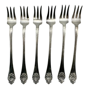 Vintage Plaza Hotel Nyc Set 6 Silver Plate Cocktail Seafood Forks Gorham Ny