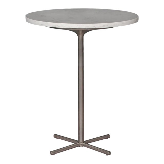 Marbled Quartz Round Side Table From R&b For Sale