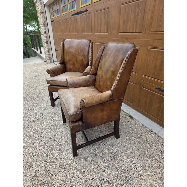 2000 - 2009 Pair of Henredon Leather Armchairs For Sale - Image 5 of 18