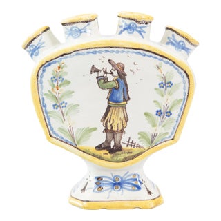 19th Century French Quimper Faience Tulip Vase Tulipiere For Sale