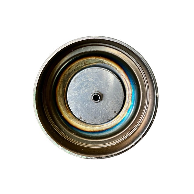 Vintage Brass and Wood Candelabra With Two Hurricane Glass Shades For Sale - Image 9 of 18