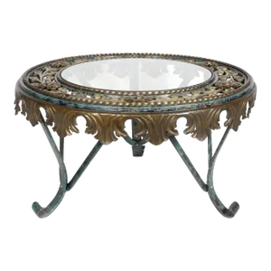 1930's French Arts & Crafts Era Bronze and Wrought Iron Coffee Table