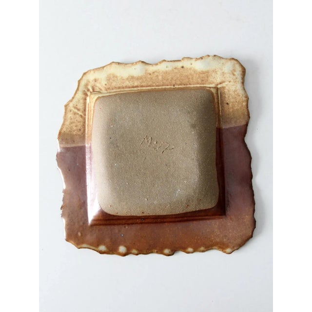 Brown Vintage Studio Pottery Plate For Sale - Image 8 of 9