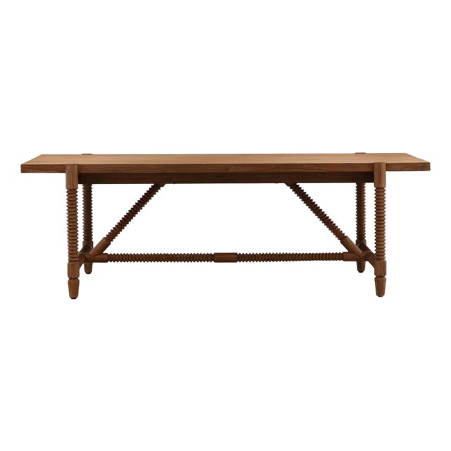 Carved Spindle Wood Dining Table For Sale