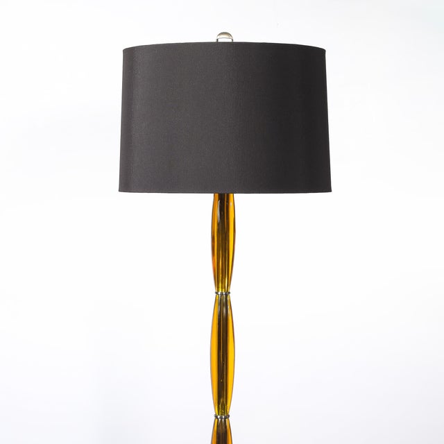 Mid 20th Century Mid 20th Century Mid-Century Modern Segmented Amber Bakelite & Brushed Chrome Floor Lamps - a Pair For Sale - Image 5 of 14
