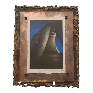 1990s New Orleans Photography Art, Angel Wing Statue in Raw Edge Copper Frame, Signed by Ronnie Cardwell