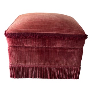 Vintage Pouf in Red Fabric For Sale
