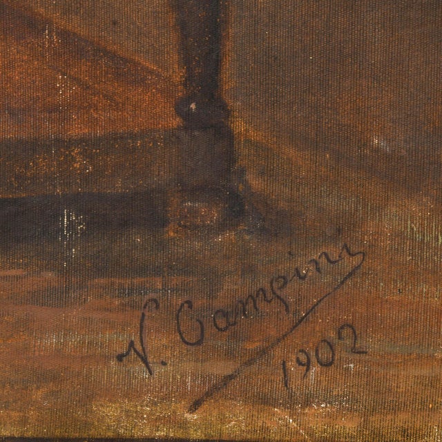 Late 19th Century Large Partially Framed Signed v. Campini Painting For Sale - Image 5 of 12