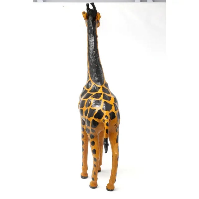 1960s Vintage 22" Leather Giraffe Figure For Sale - Image 5 of 12