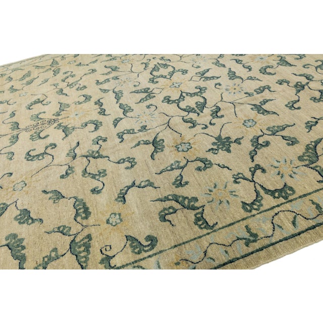 2010s Transitional Oversized Wool Rug Handmade in Beige With Allover Design For Sale - Image 5 of 10