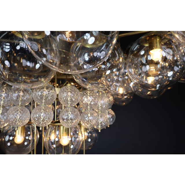 1960s Grande Hotel Chandelier with Brass Fixture and Hand-Blown Glass Globes, 1960s For Sale - Image 5 of 18