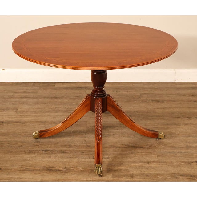 Duncan Phyfe Style Mahogany Round Breakfast Table With Brass Claw Feet For Sale - Image 12 of 18