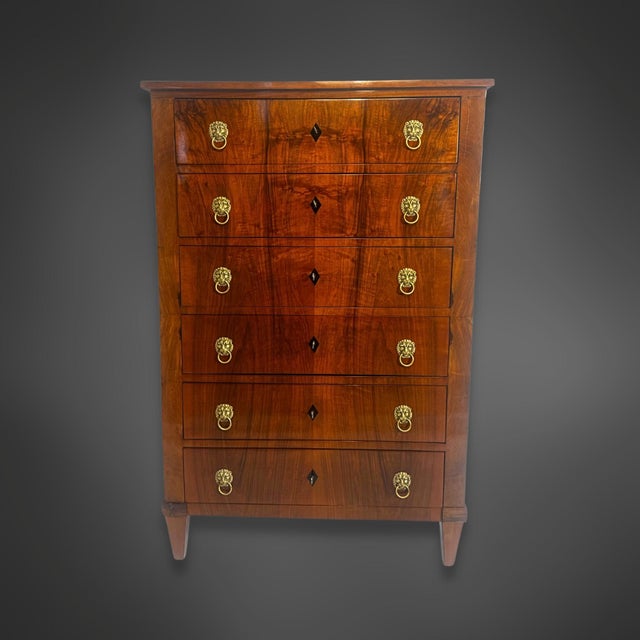 Biedermeier Chest of Drawers in Walnut, 1830, in Restored conditions. Designed before 1890