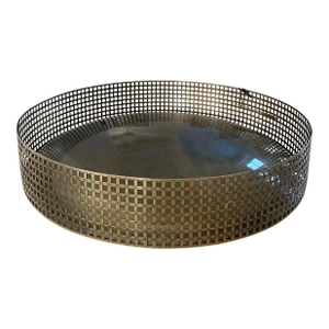 Eichholtz Large Metal Bowl Sterling Tray in Vintage Aged Brass Finish