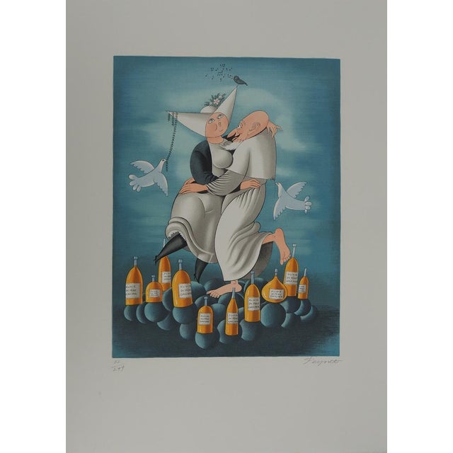 Raymond Peynet, The Priest and the Nun, Original Lithograph For Sale - Image 6 of 6