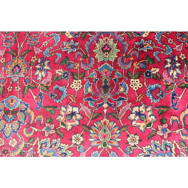Early 20th Century Very Fine Antique Indian Agra Carpet With Raspberry Color and Silky Wool and Multi Colors For Sale - Image 9 of 12