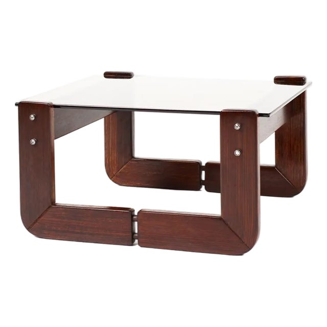 1970s Mid Century Brazilian Modernist Side Table — Percival Lafer Mp-97 — Rosewood + Glass For Sale