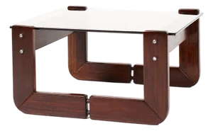 1970s Mid Century Brazilian Modernist Side Table — Percival Lafer Mp-97 — Rosewood + Glass