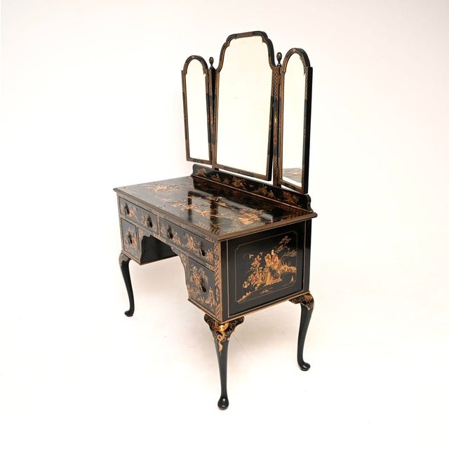 Antique Lacquered Chinoiserie Dressing Table, 1900 For Sale - Image 6 of 14