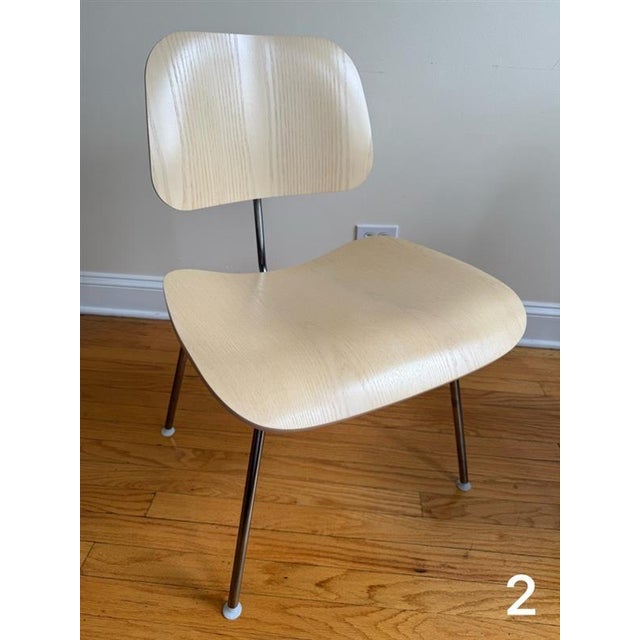 Wood Eames Molded Plywood Dining Chair Metal Base Set of 4 For Sale - Image 7 of 18