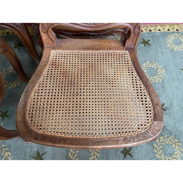 Louis XV Walnut and Caning Chairs, Set of 4 For Sale - Image 3 of 8