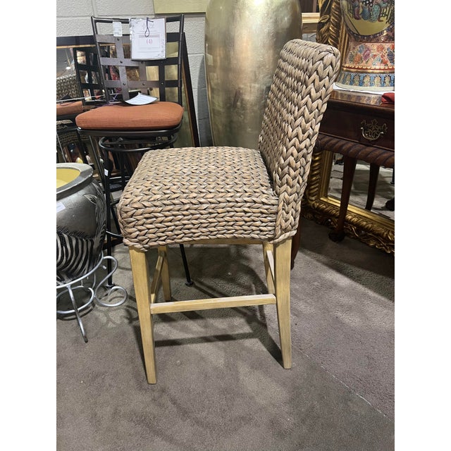 Pottery Barn Pottery Barn Light Seagrass Stool For Sale - Image 4 of 5