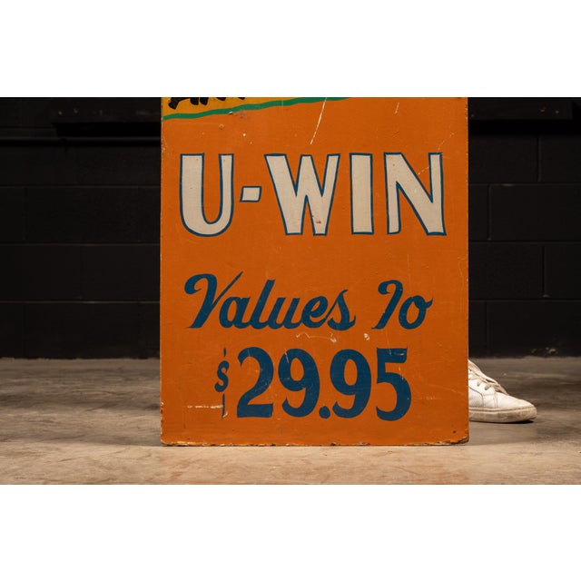 Vintage Double Sided Hand Painted Carnival Game Sign For Sale In Chicago - Image 6 of 6