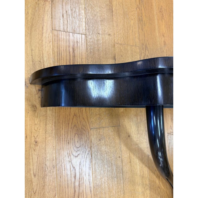 Mid 20th Century Black Lacquered Wall Mounted Demilune Console Table Wall Bracket Attr. Guglielmo Ulrich For Sale - Image 5 of 9