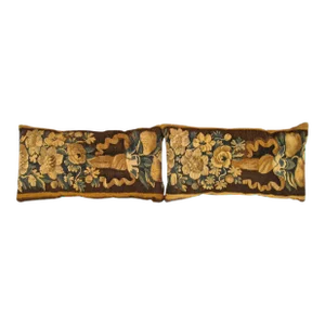 A Decorative Antique 18th Century Tapestry Pillows with Floral Elements - A Pair