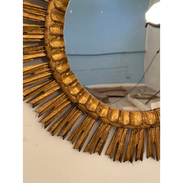 French Gilt Sunburst or Starburst Mirror (Diameter 25) For Sale In Austin - Image 6 of 9