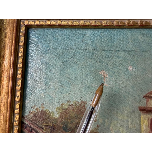 1950’s Vintage B. Hensel Impressionist European Canal Landscape Oil Painting, Wood Frame For Sale - Image 9 of 12