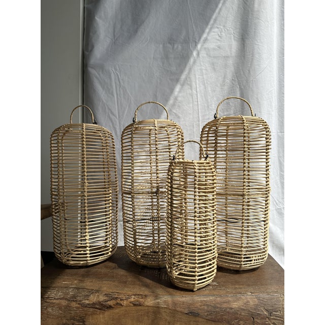 Wood Small Rattan Pendant Lamp in the Shape of a Lantern For Sale - Image 7 of 18