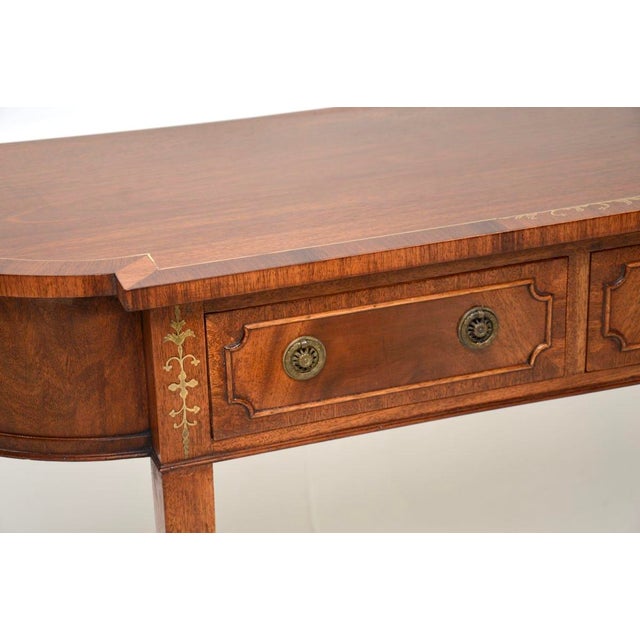 Metal Antique Regency Inlaid Brass Console Table, 1950s For Sale - Image 7 of 11