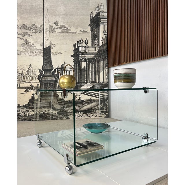 Minimalist Glass and Chrome Side Table attributed to Draenert, West Germany, 1960s For Sale - Image 6 of 18