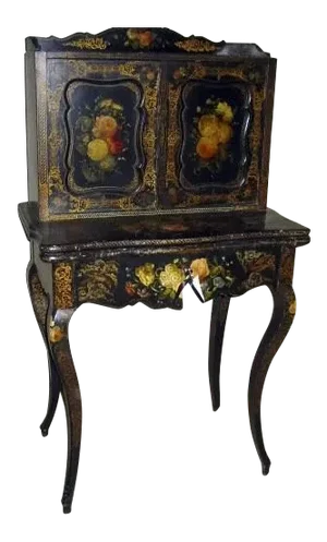 Rococo Revival Writing Desk "Japanned" Painted