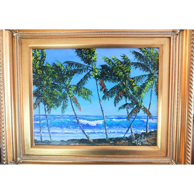 Mark Stanford (American B. 1959 - ) - Sculpture in Oils. "Coconut Trees on the Beach" Signed Oil on Canvas With Coa - For Sale - Image 12 of 14