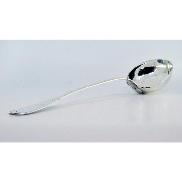Plain Silver Soup Ladle with Grooves For Sale - Image 6 of 8