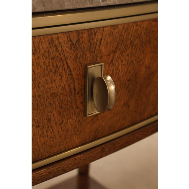Johnathan Charles 'Barcelona' Marble Top Walnut Nightstand For Sale In Philadelphia - Image 6 of 18