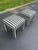 Billy Baldwin Pair of Striped Square Ottomans in the Style of Billy Baldwin For Sale - Image 4 of 12