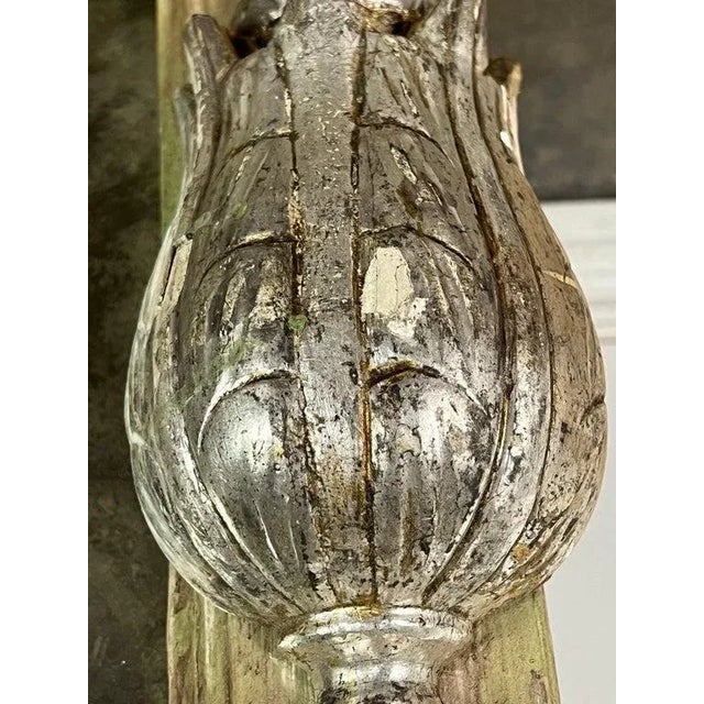 19th Century Italian Baroque Trumeau Mirror, Hand-Carved Green Frame For Sale - Image 9 of 11