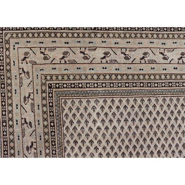 Cream Minimalist Design Vintage Persian Tabriz Rug With Muted Brown and Cream Tones 7'9 X 10'7 For Sale - Image 8 of 12