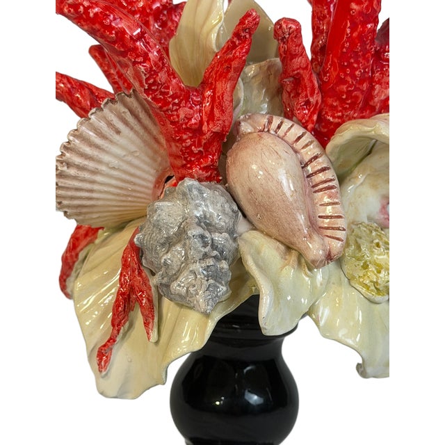 Italian Majolica “Frutti Di Mare” Coral & Shell Centerpiece Sculpture For Sale In Houston - Image 6 of 8