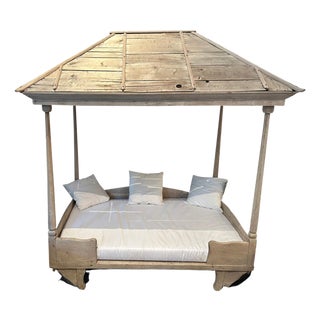 Antique Wabi Sabi Daybed With Canopy For Sale