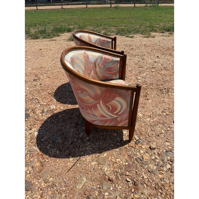 1940s French Art Deco Barrel Back Club Chairs - A Pair For Sale - Image 11 of 12