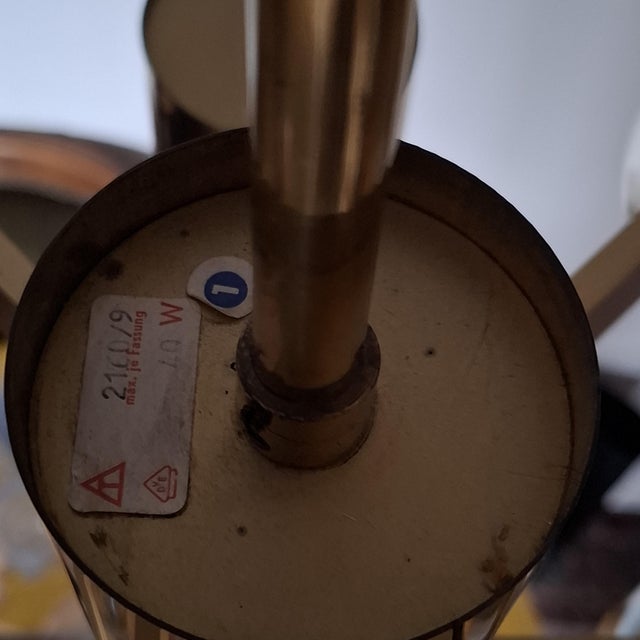 Large German Brass Sputnik Chandelier with Amber-Colored Glass Globes by Hans-Agne Jakobsson, 1960s For Sale - Image 14 of 17